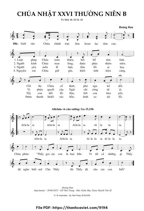 Chúa Nhật 26 Thường Niên B - Hoàng Đan - trang 1