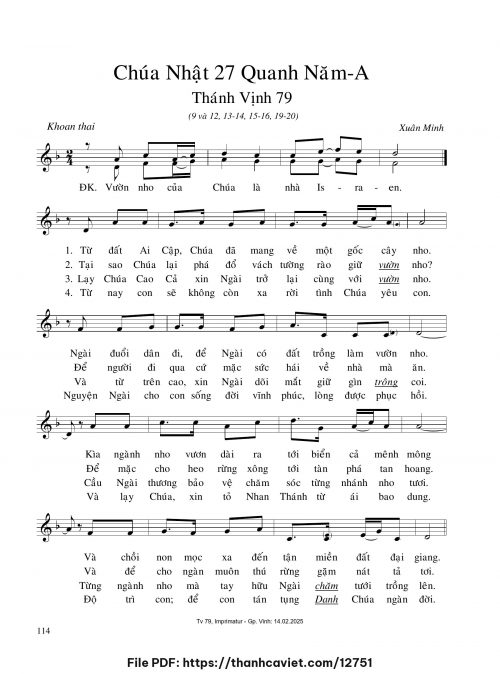 Chúa Nhật 27 Quanh năm A [2] - Xuân Minh - trang 1