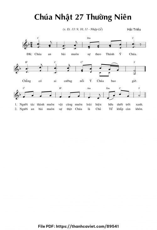 Chúa Nhật 27 Thường Niên - Hải Triều - trang 1