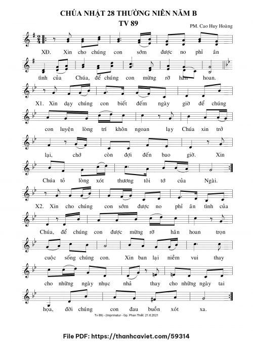 Chúa Nhật 28 Thường Niên năm B - Cao Huy Hoàng - trang 1