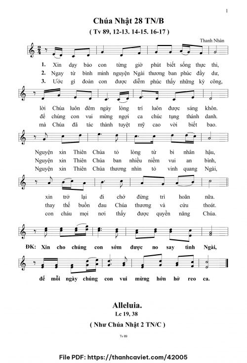 Chúa Nhật 28 Thường Niên năm B - Thanh Nhàn - trang 1