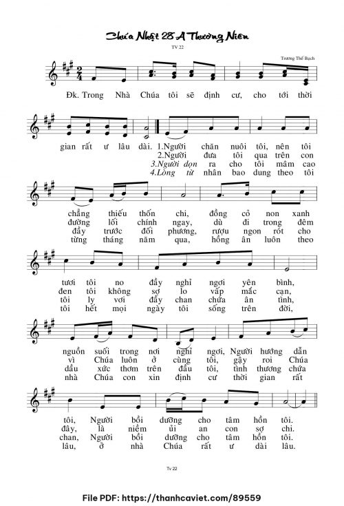 Chúa Nhật 28A Thường Niên - Trương Thế Bạch - trang 1