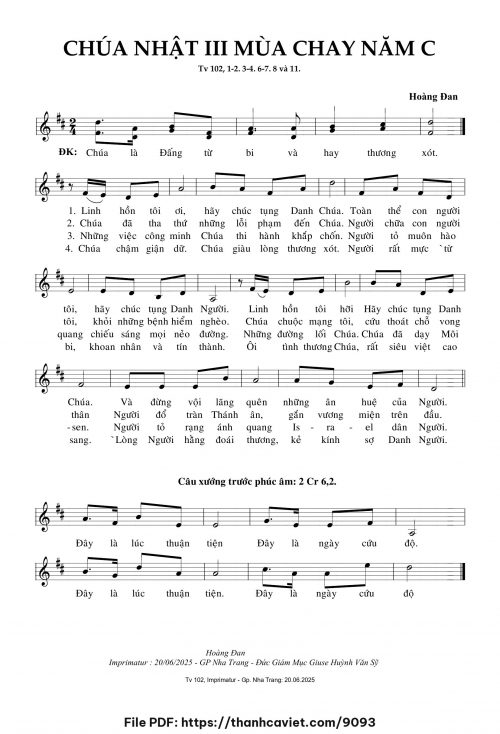 Chúa Nhật 3 Mùa Chay năm C - Hoàng Đan - trang 1