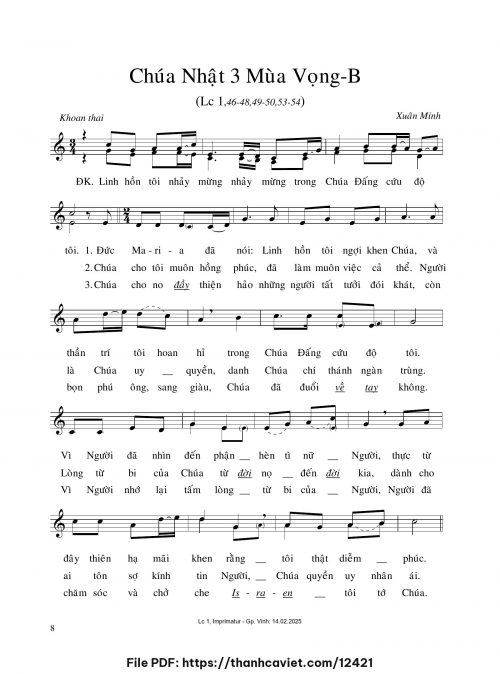 Chúa Nhật 3 Mùa Vọng B - Xuân Minh - trang 1