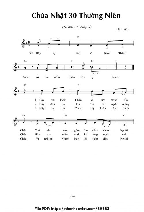 Chúa Nhật 30 Thường Niên - Hải Triều - trang 1