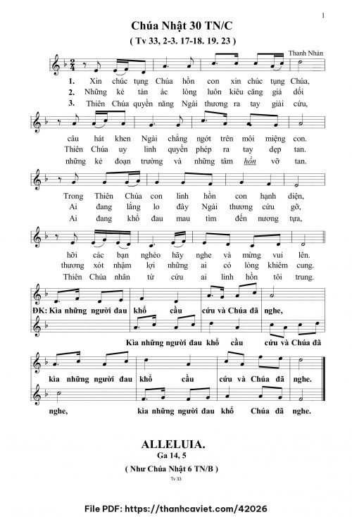 Chúa Nhật 30 Thường Niên năm C - Thanh Nhàn - trang 1