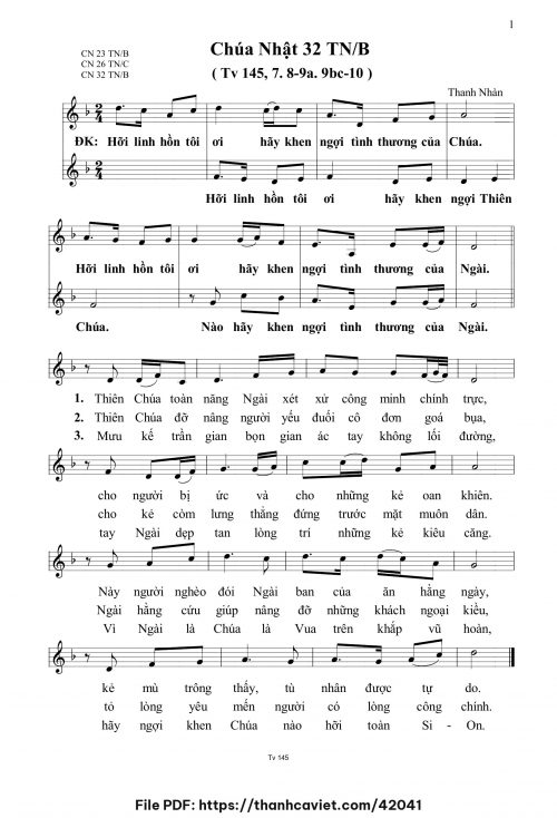 Chúa Nhật 32 Thường Niên năm B - Thanh Nhàn - trang 1