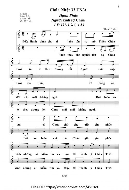 Chúa Nhật 33 Thường Niên năm A - Thanh Nhàn - trang 1