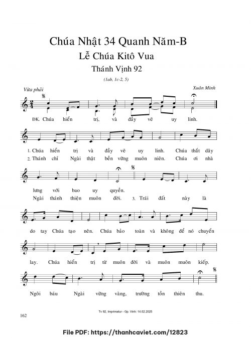 Chúa Nhật 34 Quanh năm B – Lễ Chúa Kitô Vua - Xuân Minh - trang 1