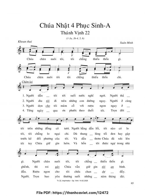 Chúa Nhật 4 Phục Sinh A - Xuân Minh - trang 1