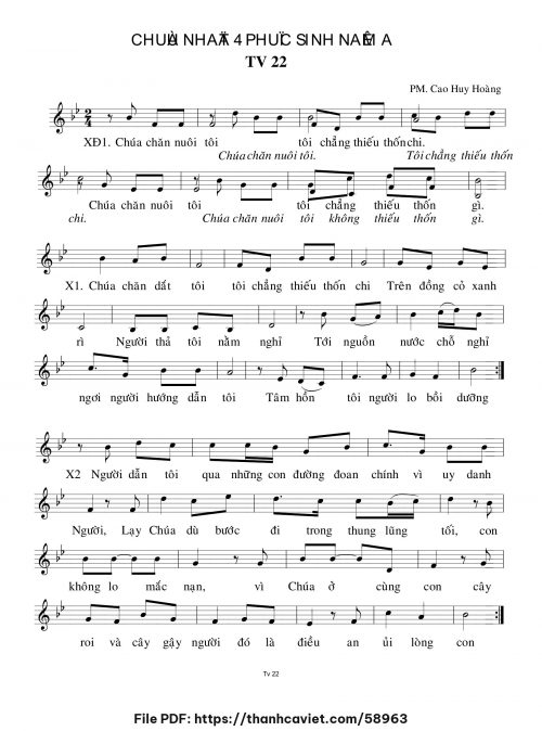 Chúa Nhật 4 Phục Sinh năm A - Cao Huy Hoàng - trang 1