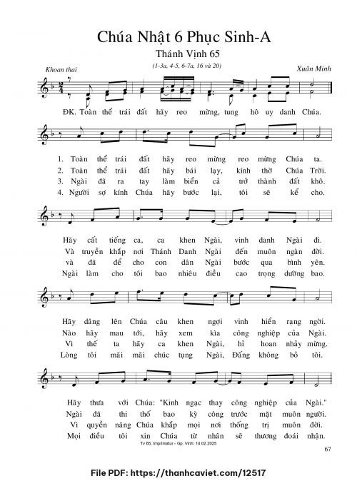 Chúa Nhật 6 Phục Sinh A - Xuân Minh - trang 1
