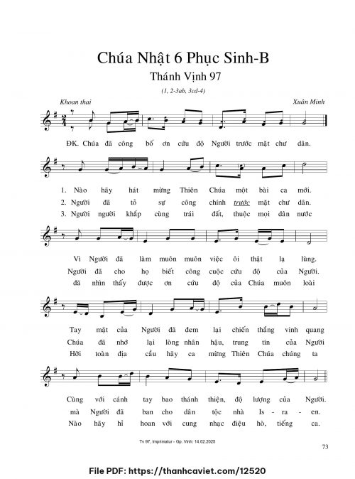 Chúa Nhật 6 Phục Sinh B - Xuân Minh - trang 1