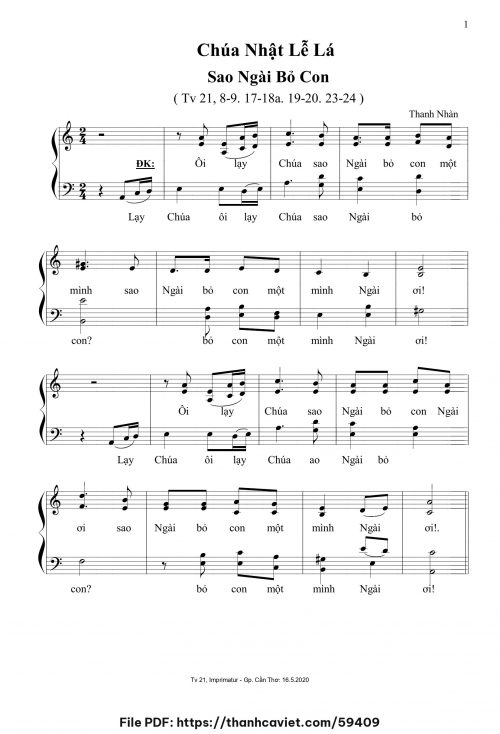Chúa Nhật Lễ Lá – Sao Ngài bỏ con - Thanh Nhàn - trang 1