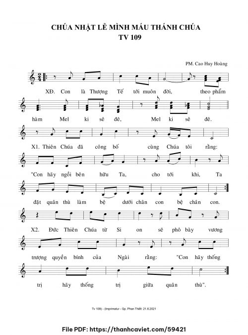 Chúa Nhật Mình Máu Thánh Chúa năm B - Cao Huy Hoàng - trang 1