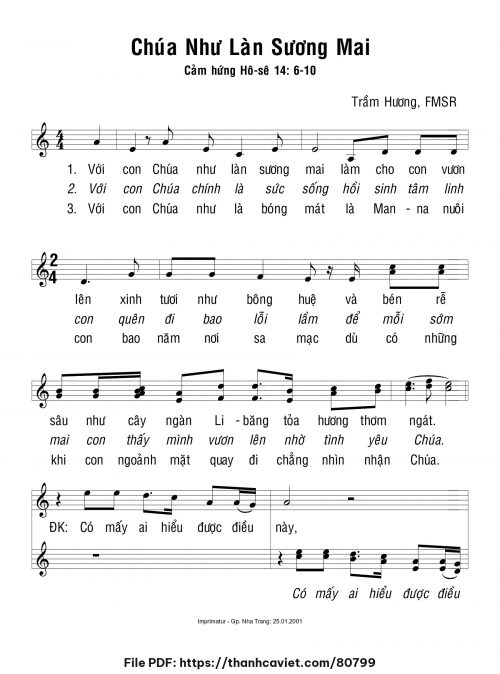 Chúa như làn sương mai - Sr. Trầm Hương - trang 1