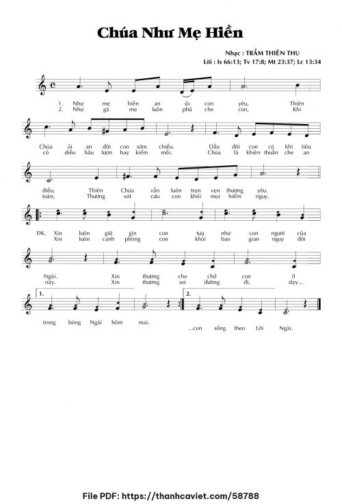 Chúa như mẹ hiền - Trầm Thiên Thu - trang 1