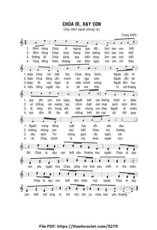 Chúa ơi dạy con - Lm. Trọng Khẩn - trang 1