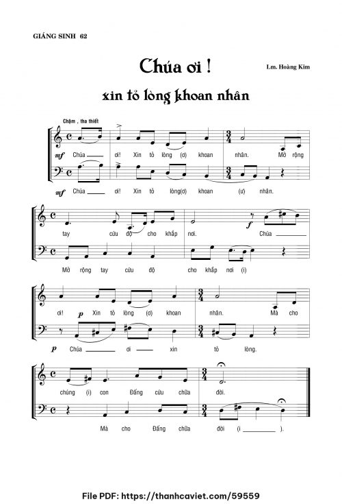 Chúa ơi! Xin tỏ lòng khoan nhân - Lm. Hoàng Kim - trang 1
