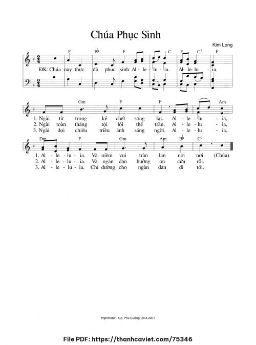 Chúa Phục Sinh - Lm. Kim Long - trang 1