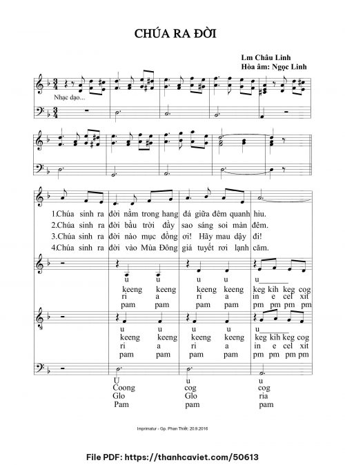 Chúa ra đời 2 - Lm. Châu Linh (Hòa âm: Ngọc Linh) - trang 1