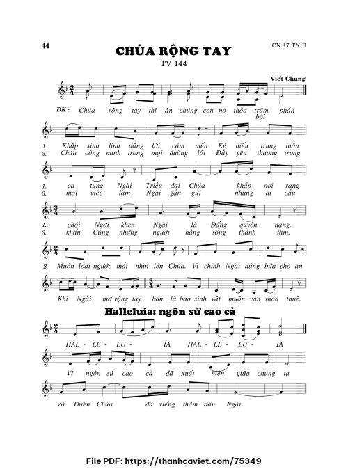 Chúa rộng tay - Viết Chung - trang 1