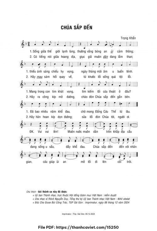 Chúa sắp đến - Lm. Trọng Khẩn - trang 1