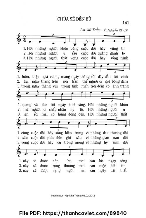 Chúa sẽ đền bù - Lm. Mi Trầm - trang 1