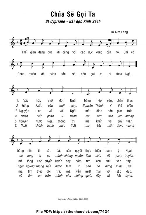 Chúa sẽ gọi ta - Lm. Kim Long - trang 1