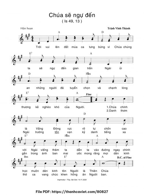 Chúa sẽ ngự đến - Trịnh Vĩnh Thành - trang 1