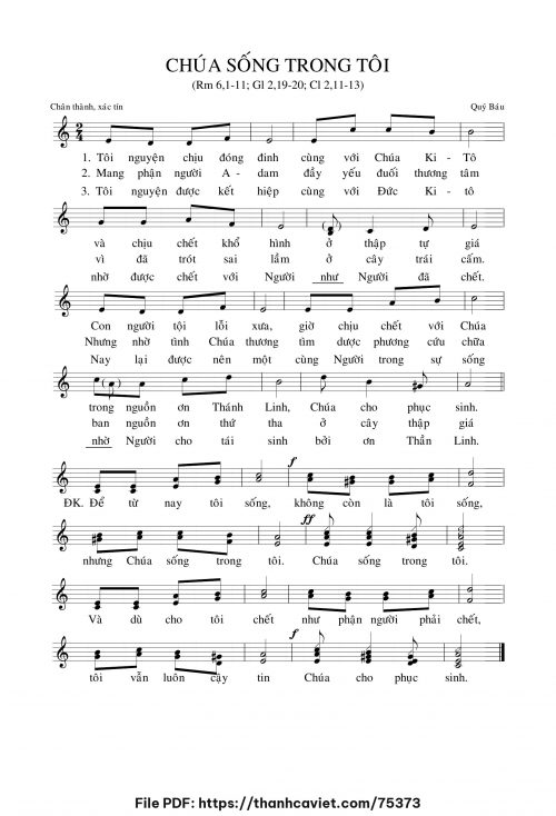 Chúa sống trong tôi - Lm. Quý Báu - trang 1