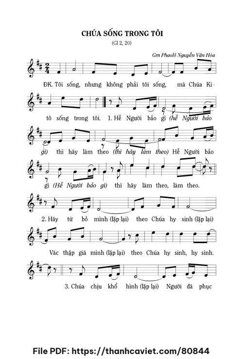 Chúa sống trong tôi - Gm. Nguyễn Văn Hòa - trang 1