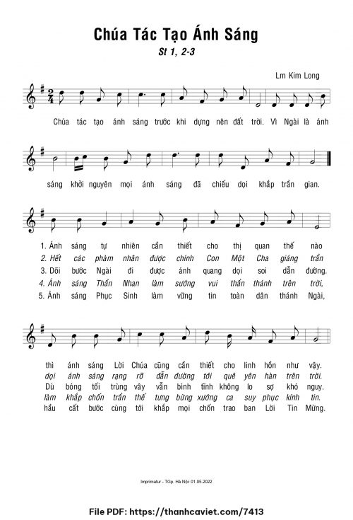 Chúa tác tạo ánh sáng - Lm. Kim Long - trang 1