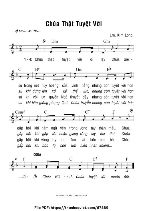 Chúa thật tuyệt vời - Lm. Kim Long - trang 1
