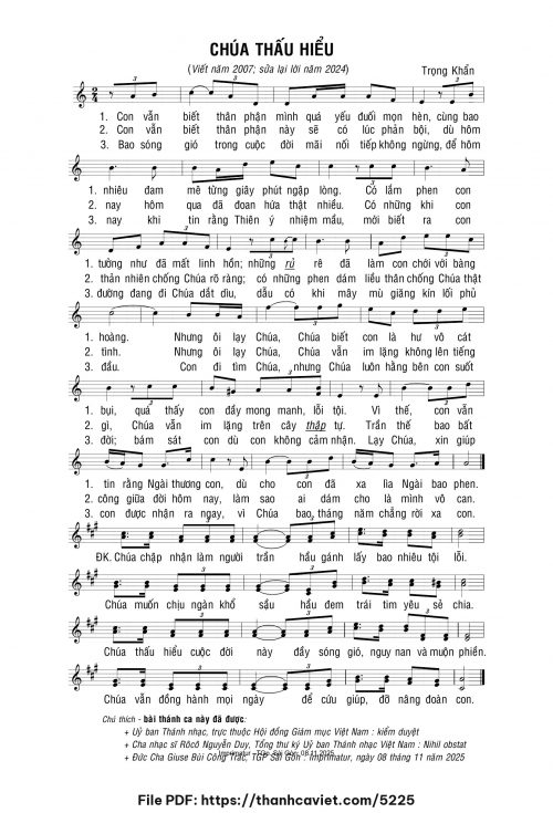 Chúa thấu hiểu - Lm. Trọng Khẩn - trang 1