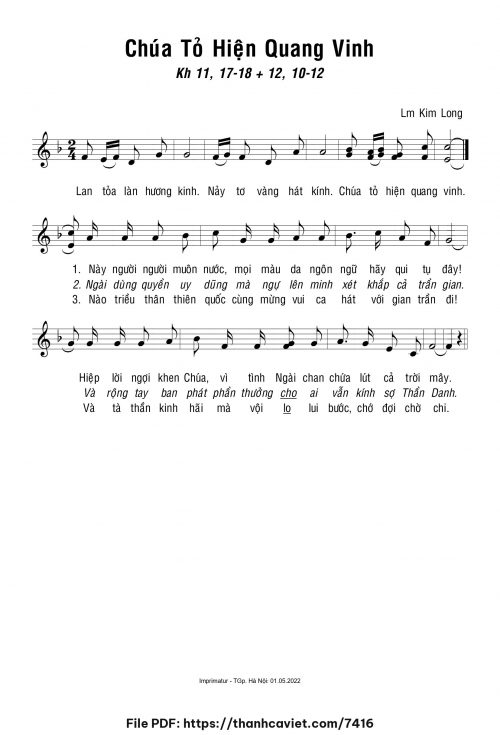 Chúa tỏ hiện quang vinh - Lm. Kim Long - trang 1