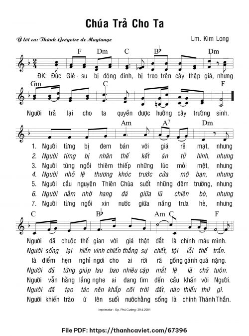 Chúa trả cho ta - Lm. Kim Long - trang 1