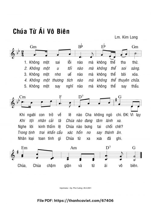 Chúa từ ái vô biên - Lm. Kim Long - trang 1