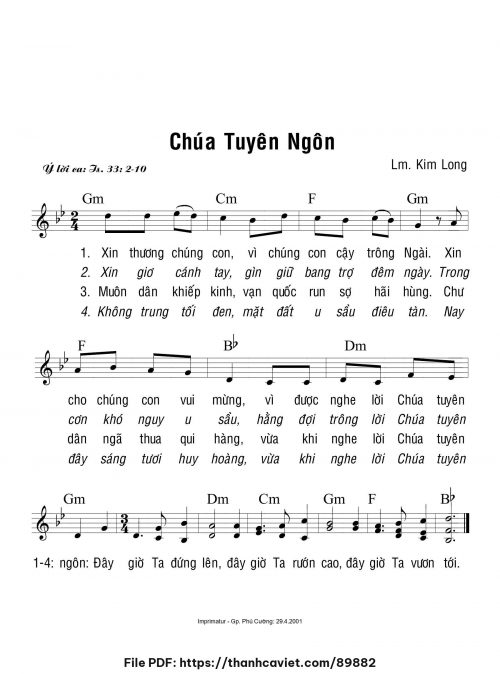 Chúa tuyên ngôn - Lm. Kim Long - trang 1