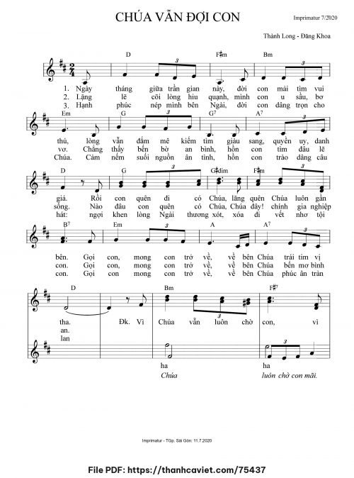 Chúa vẫn đợi con - Đăng Khoa - Thành Long - trang 1