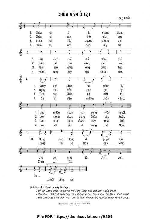 Chúa vẫn ở lại - Lm. Trọng Khẩn - trang 1