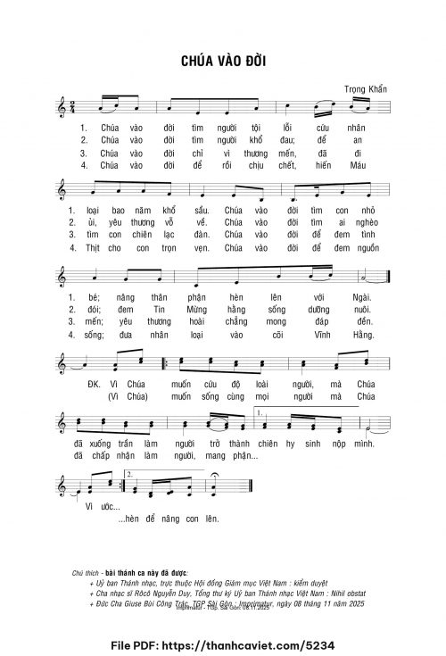 Chúa vào đời - Lm. Trọng Khẩn - trang 1