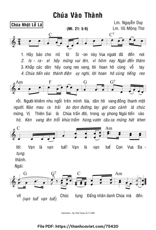 Chúa vào thành - Lm. Nguyễn Duy - trang 1