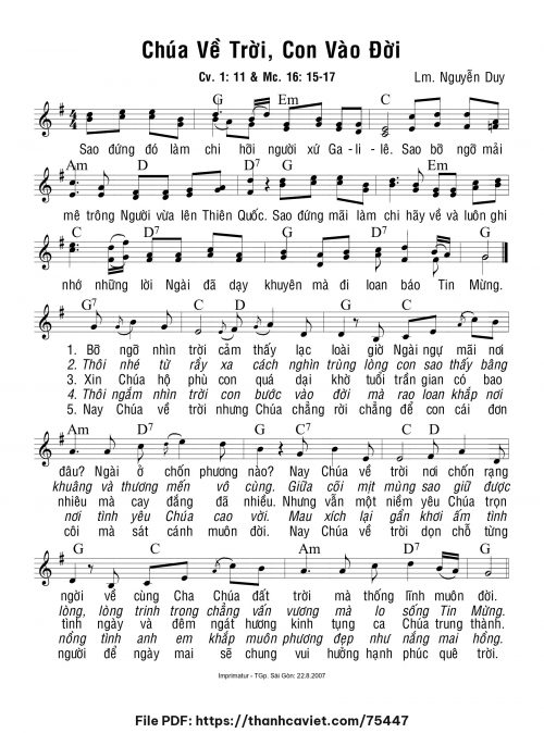 Chúa về Trời con vào đời - Lm. Nguyễn Duy - trang 1