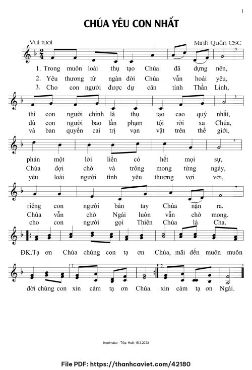 Chúa yêu con nhất - Minh Quân CSC - trang 1