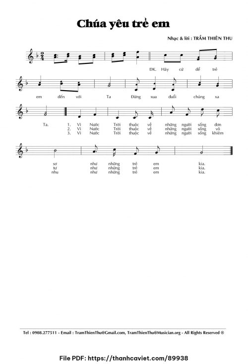 Chúa yêu trẻ em - Trầm Thiên Thu - trang 1