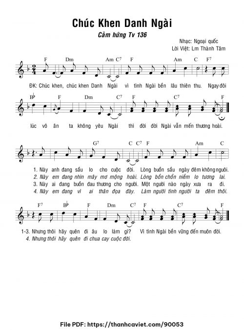 Chúc khen danh Ngài - Lm. Thành Tâm (Nhạc Ngoại, lời Việt) - trang 1