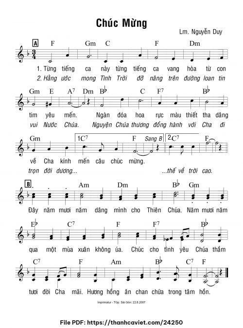 Chúc mừng - Lm. Nguyễn Duy - trang 1
