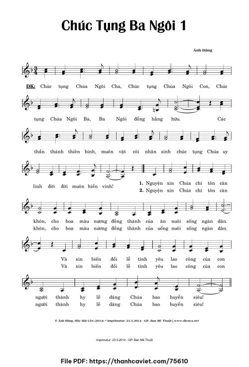 Chúc tụng Ba Ngôi 1 - Lm. Ánh Đăng - trang 1