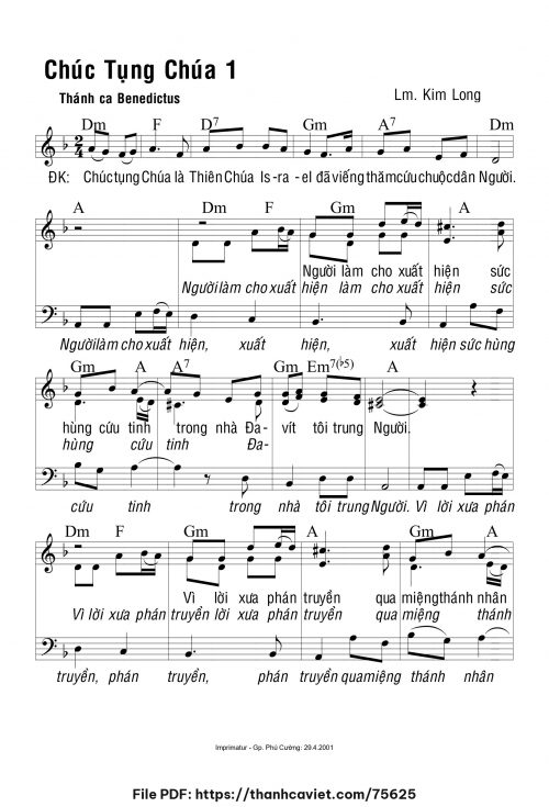 Chúc tụng Chúa 1 - Lm. Kim Long - trang 1
